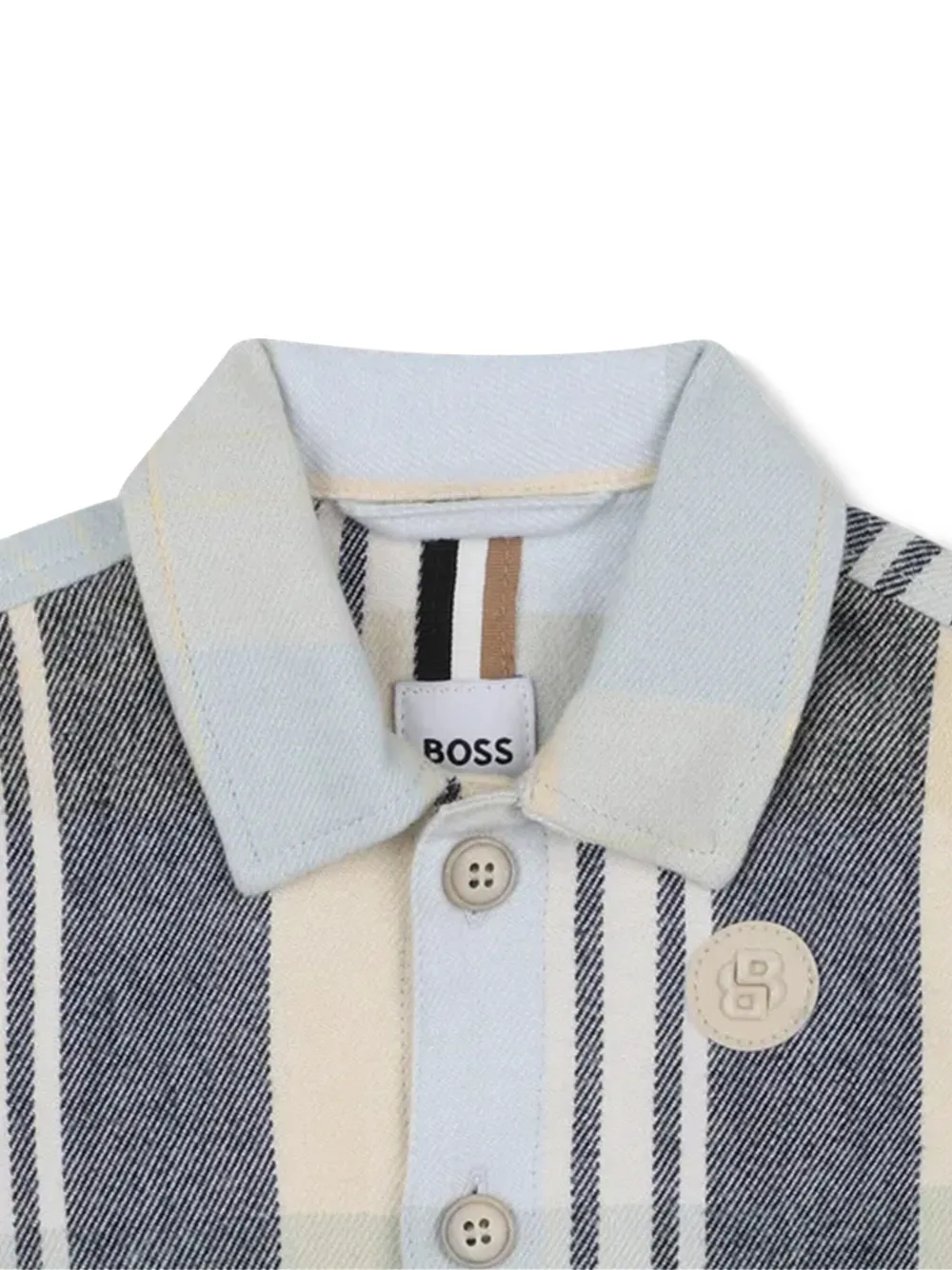 BOSS Kidswear Geruit shirt Blauw