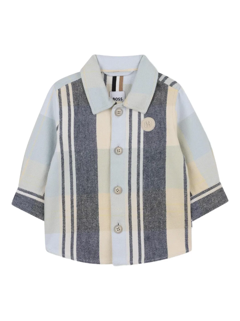 BOSS Kidswear Geruit shirt Blauw