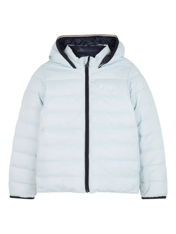 BOSS Kidswear Reversible Padded Hooded Jacket Blue