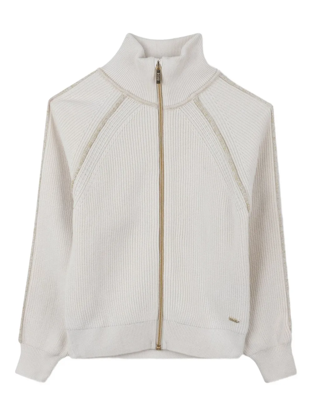 BOSS Kidswear Geribbelde sweater met rits Beige