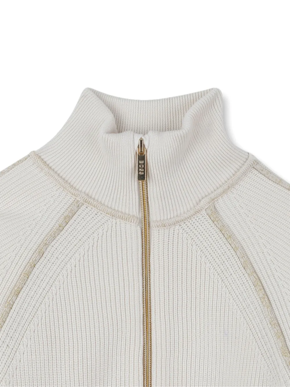 BOSS Kidswear Geribbelde sweater met rits Beige
