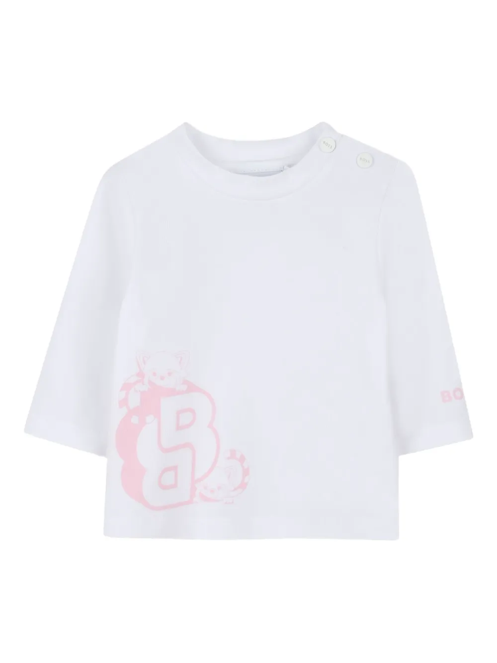 BOSS Kidswear Top met grafische print en lange mouwen Wit