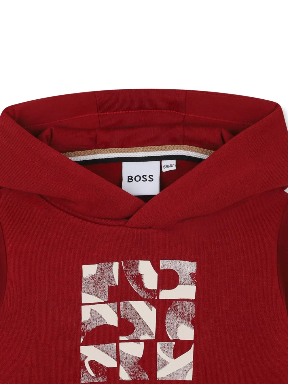 BOSS Kidswear Hoodie met grafisch logoprint Rood