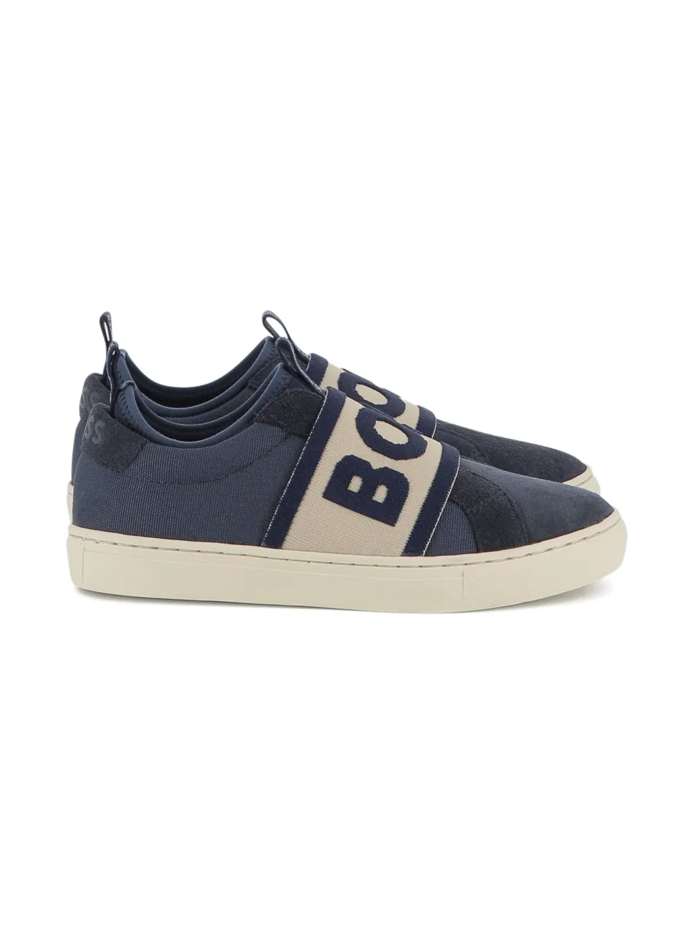 BOSS Kidswear elasticated logo-strap sneakers Blue