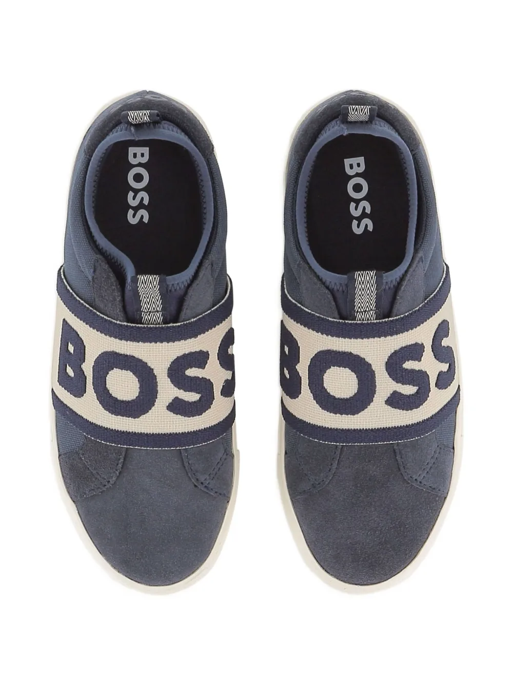 BOSS Kidswear elasticated logo-strap sneakers Blue