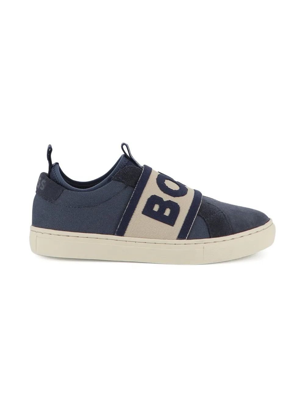 BOSS Kidswear elasticated logo-strap sneakers Blue