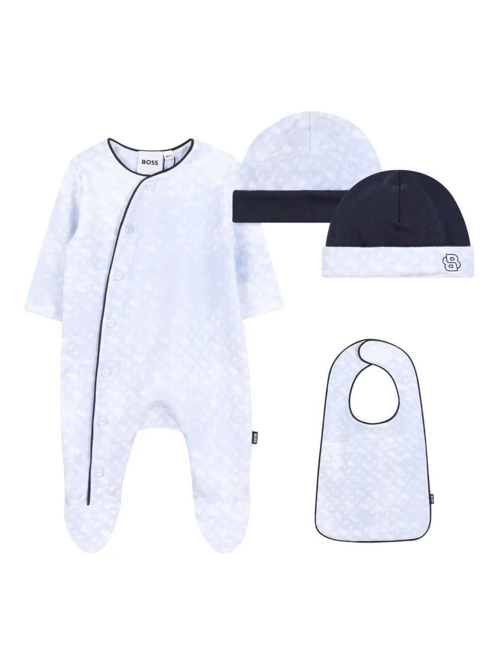 BOSS Kidswear Pyjama met monogram-print Blauw