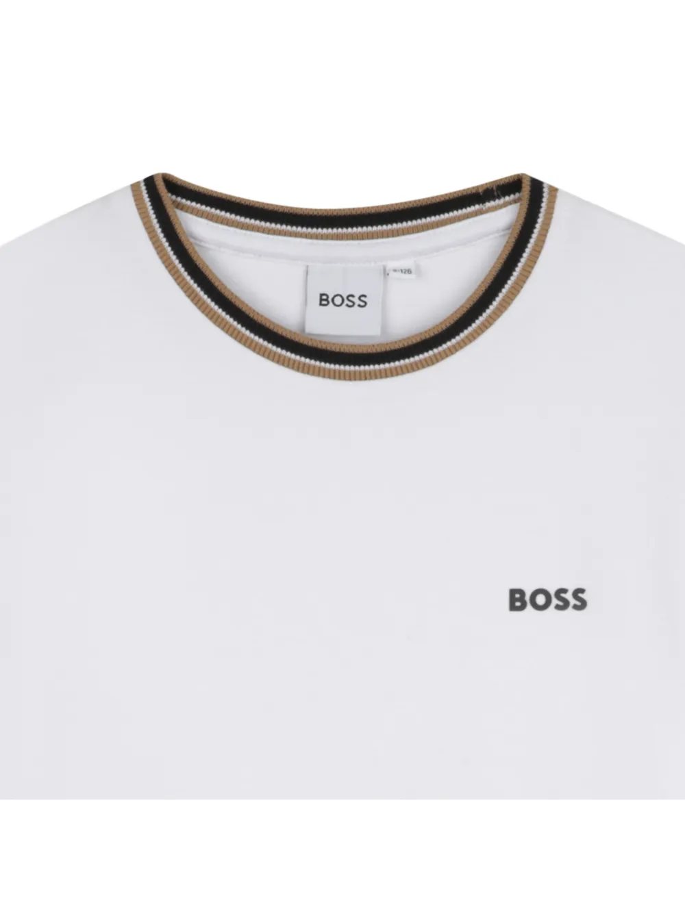 BOSS Kidswear T-shirt met contrasterende afwerking Wit