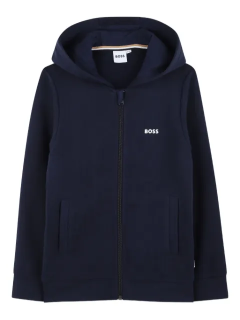 BOSS Kidswear logo-detail zip-up hoodie