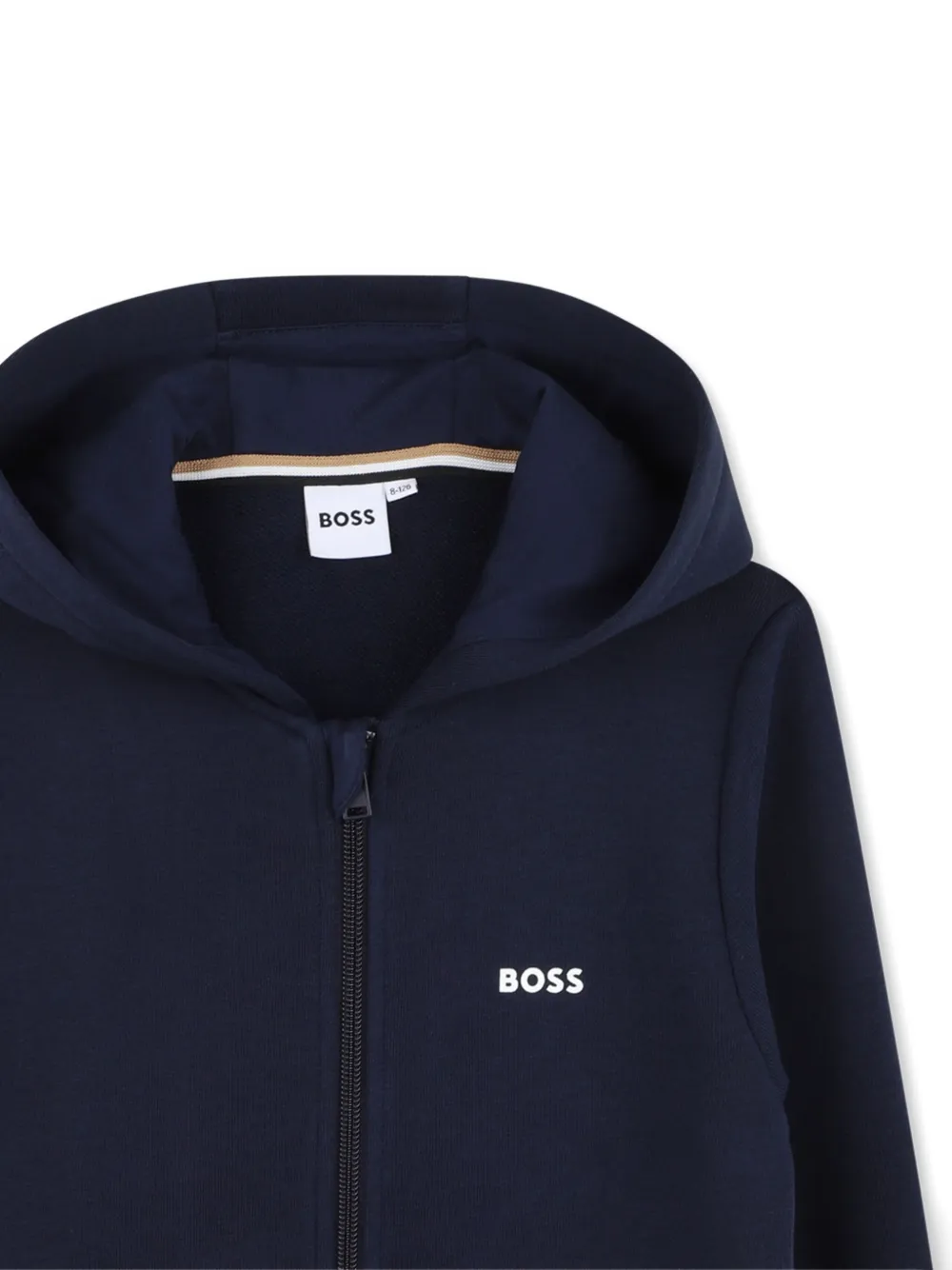 BOSS Kidswear Hoodie met rits en logodetail Blauw