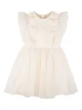 Billieblush ruffled-sleeve embellished dress - Neutrals
