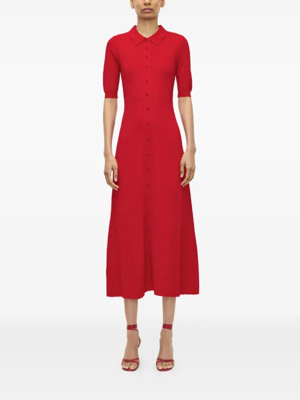 Adam Lippes Fenwick Midi Dress | Red | FARFETCH