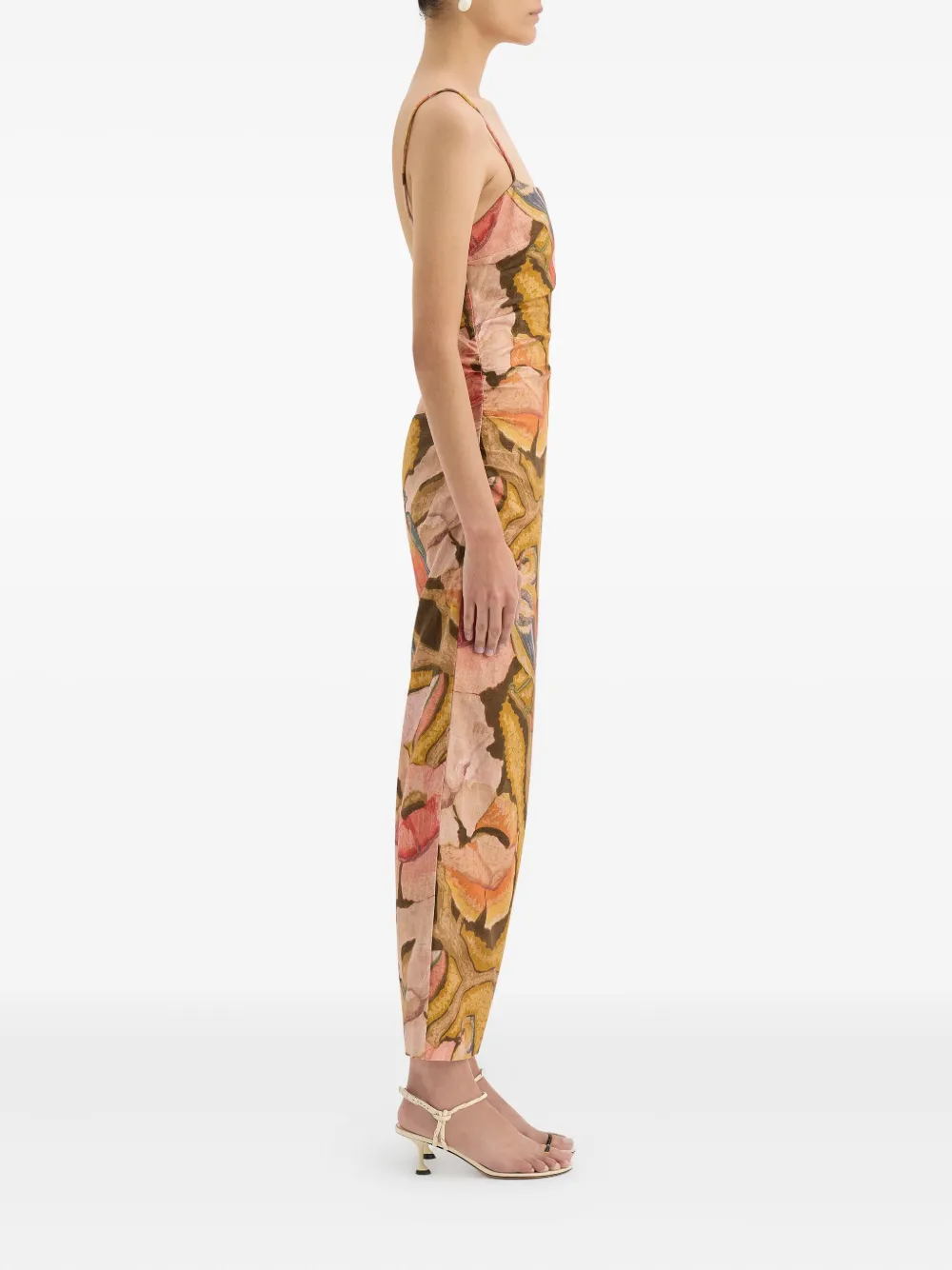 SIR. Midi-jurk met abstracte print Beige