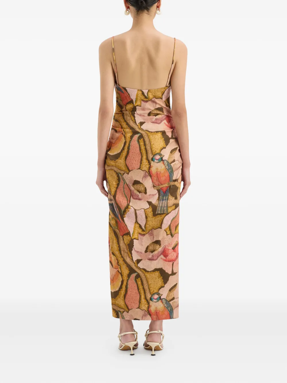 SIR. Midi-jurk met abstracte print Beige