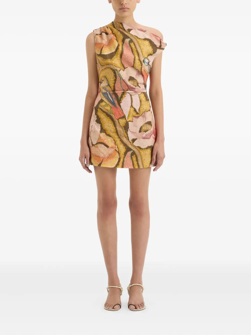 SIR. abstract-print mini dress - Beige