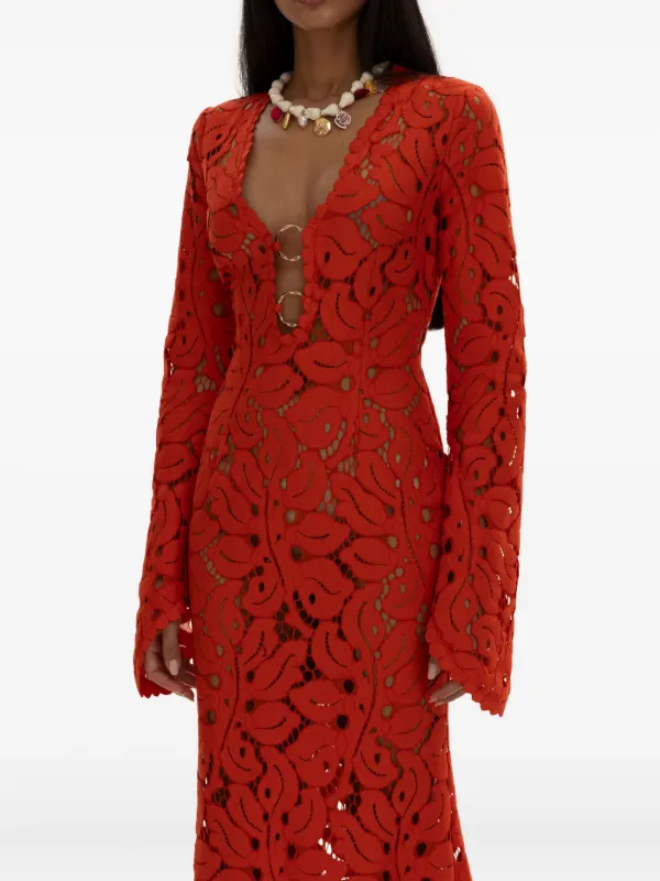 strapless open back dress Red | Mesh Column Dress