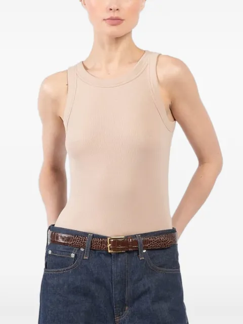 Velvet top tejido de canalé con cuello redondo