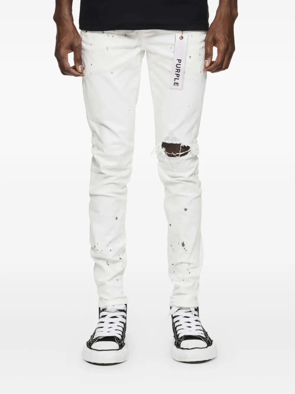 Purple Brand P001 paint-splatter distressed sli-fit jeans - Wit