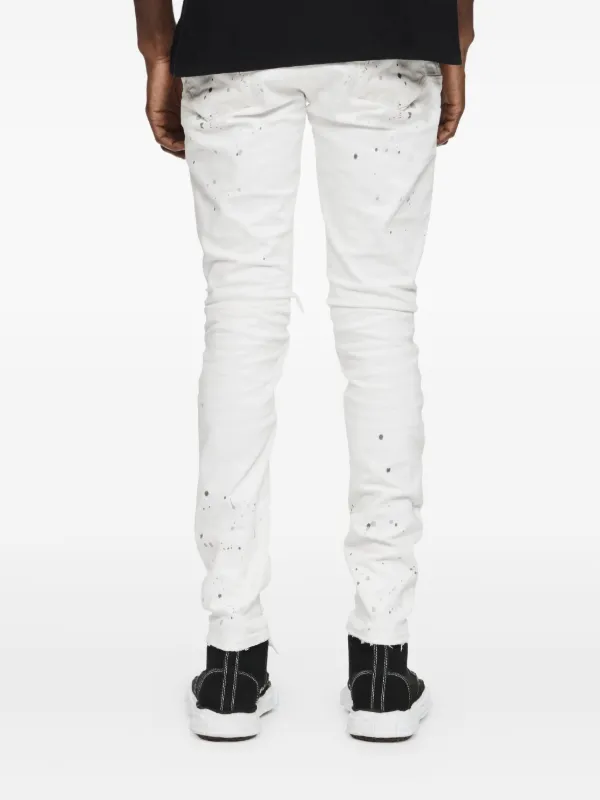 Purple Brand Jean Slim P001 à Effet Taches De Peinture Blanc
