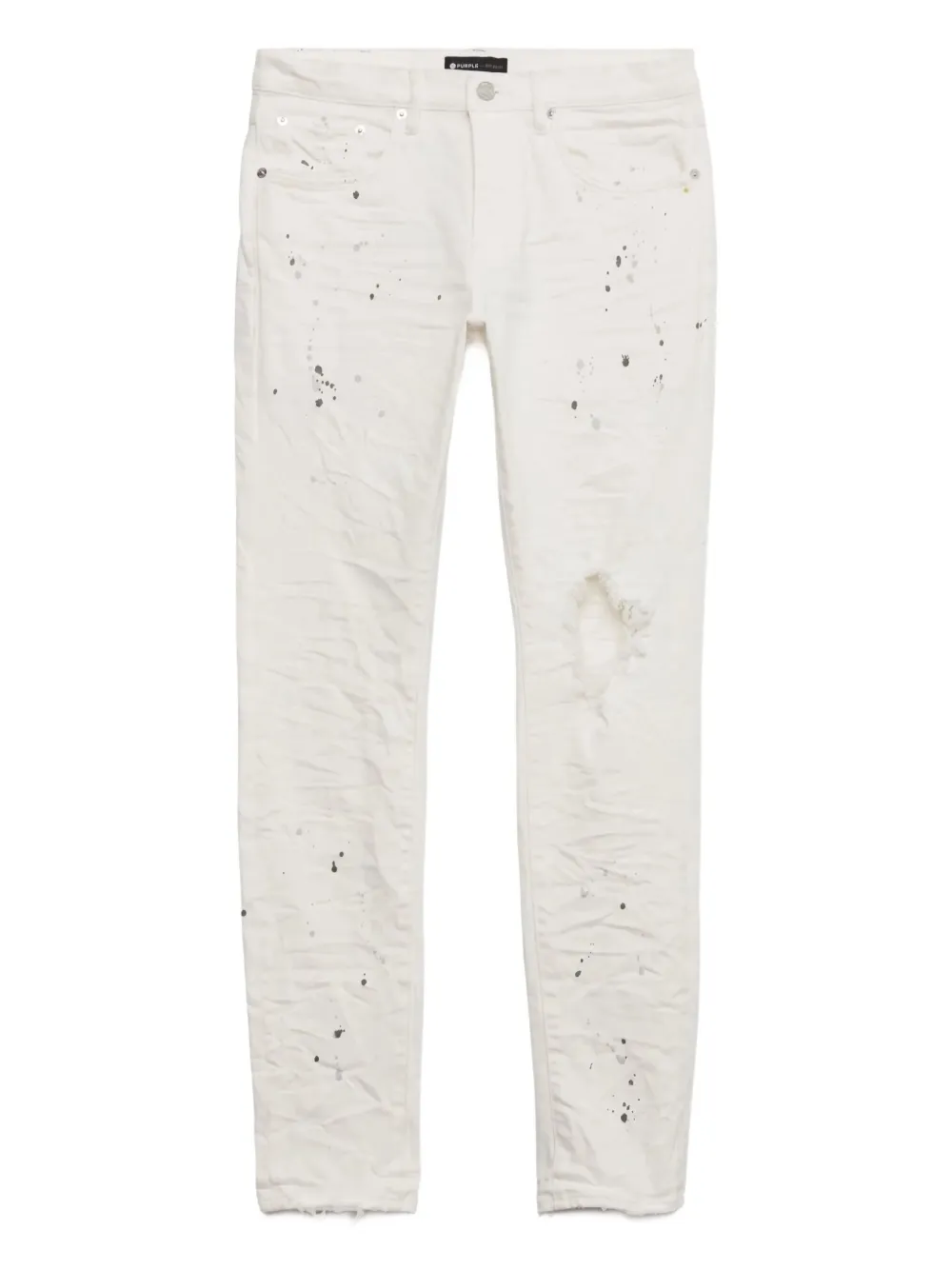 P001 paint-splatter distressed sli-fit jeans