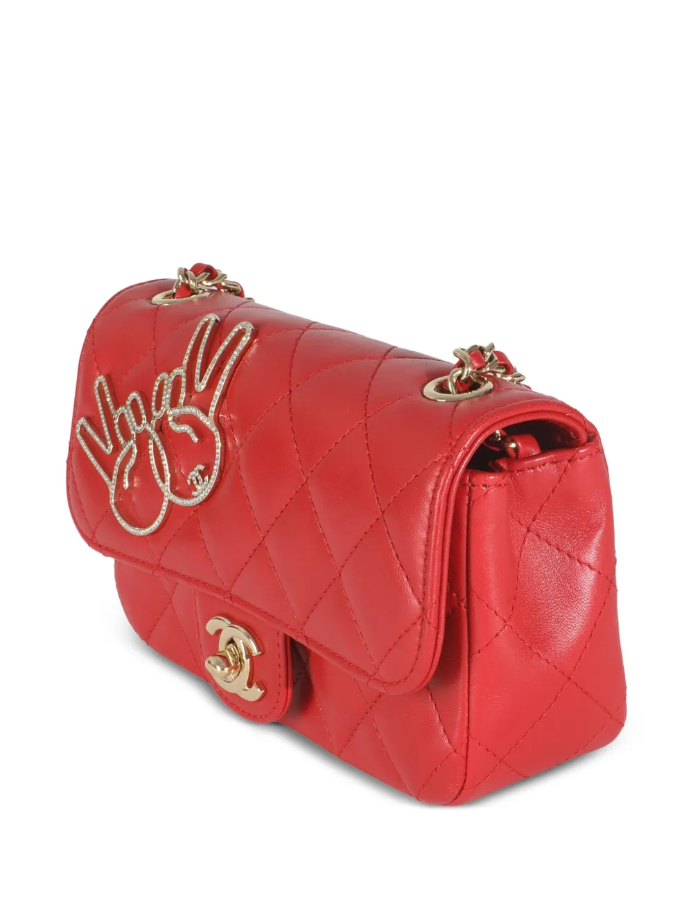 Pre-owned Chanel Mini V For Victory Flap Shoulder Bag