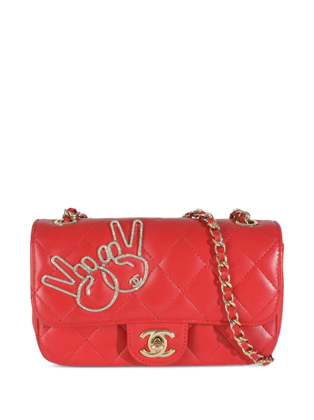 Pre-owned Chanel Mini V For Victory Flap Shoulder Bag