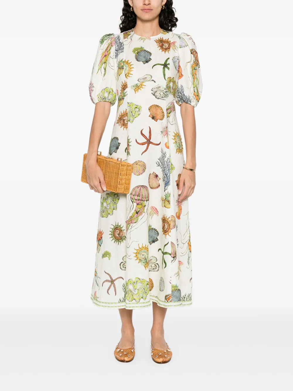 ALEMAIS sea-print dress - Beige