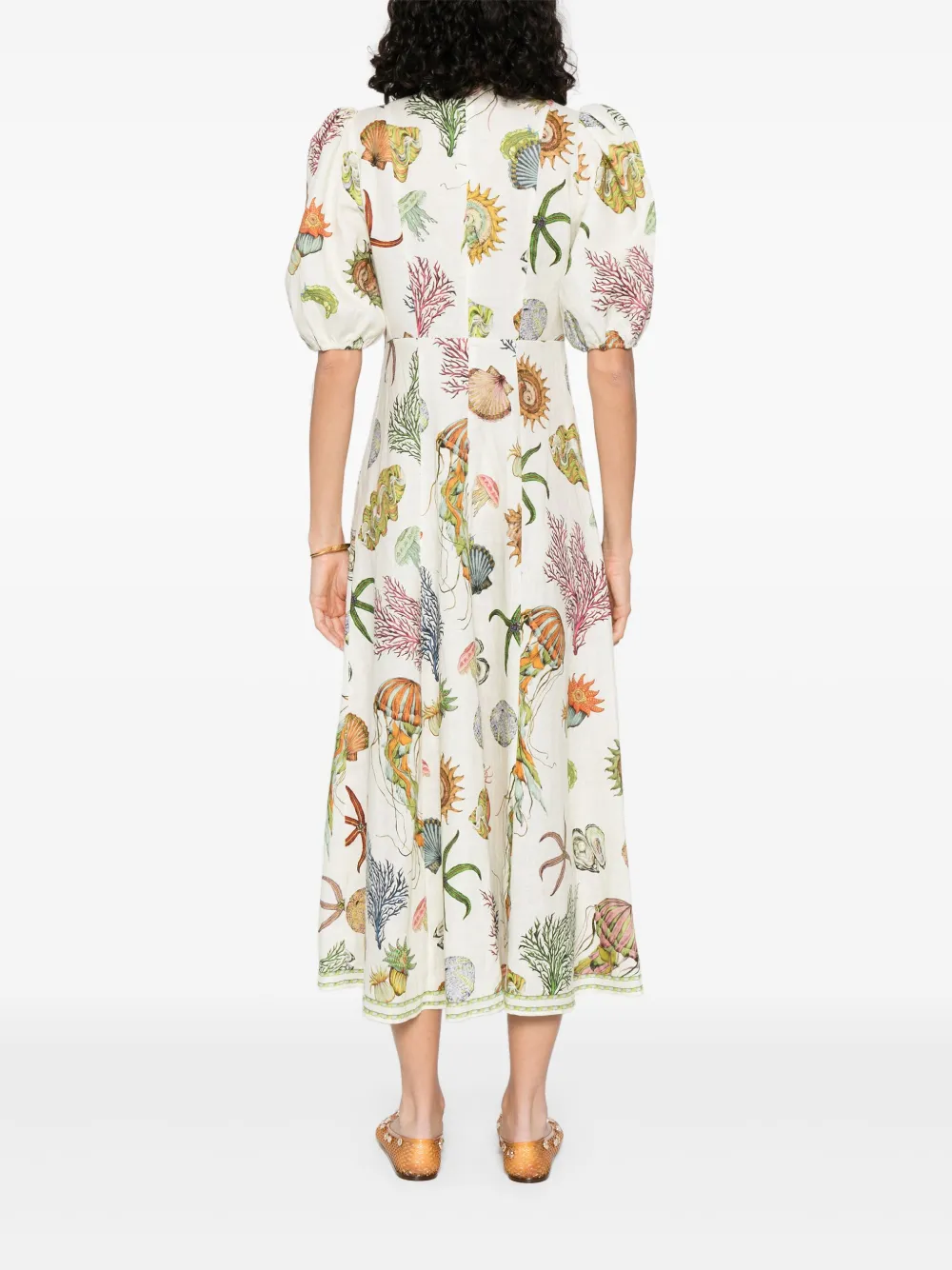 ALEMAIS Jurk met zeeprint Beige