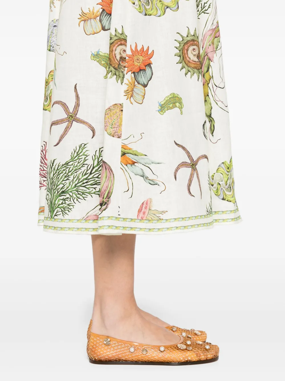 ALEMAIS Jurk met zeeprint Beige