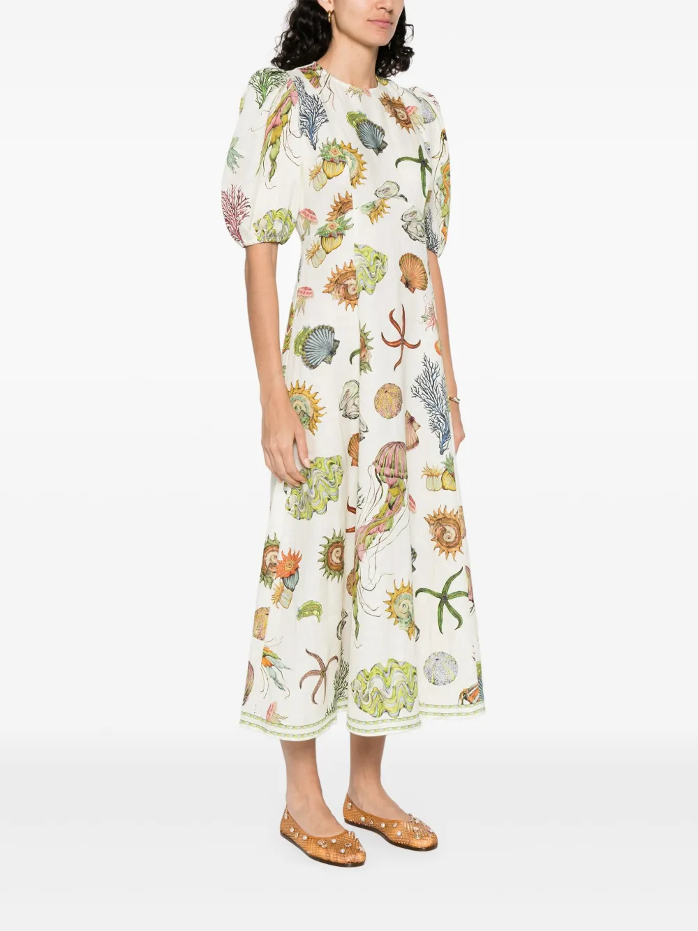 ALEMAIS Jurk met zeeprint Beige