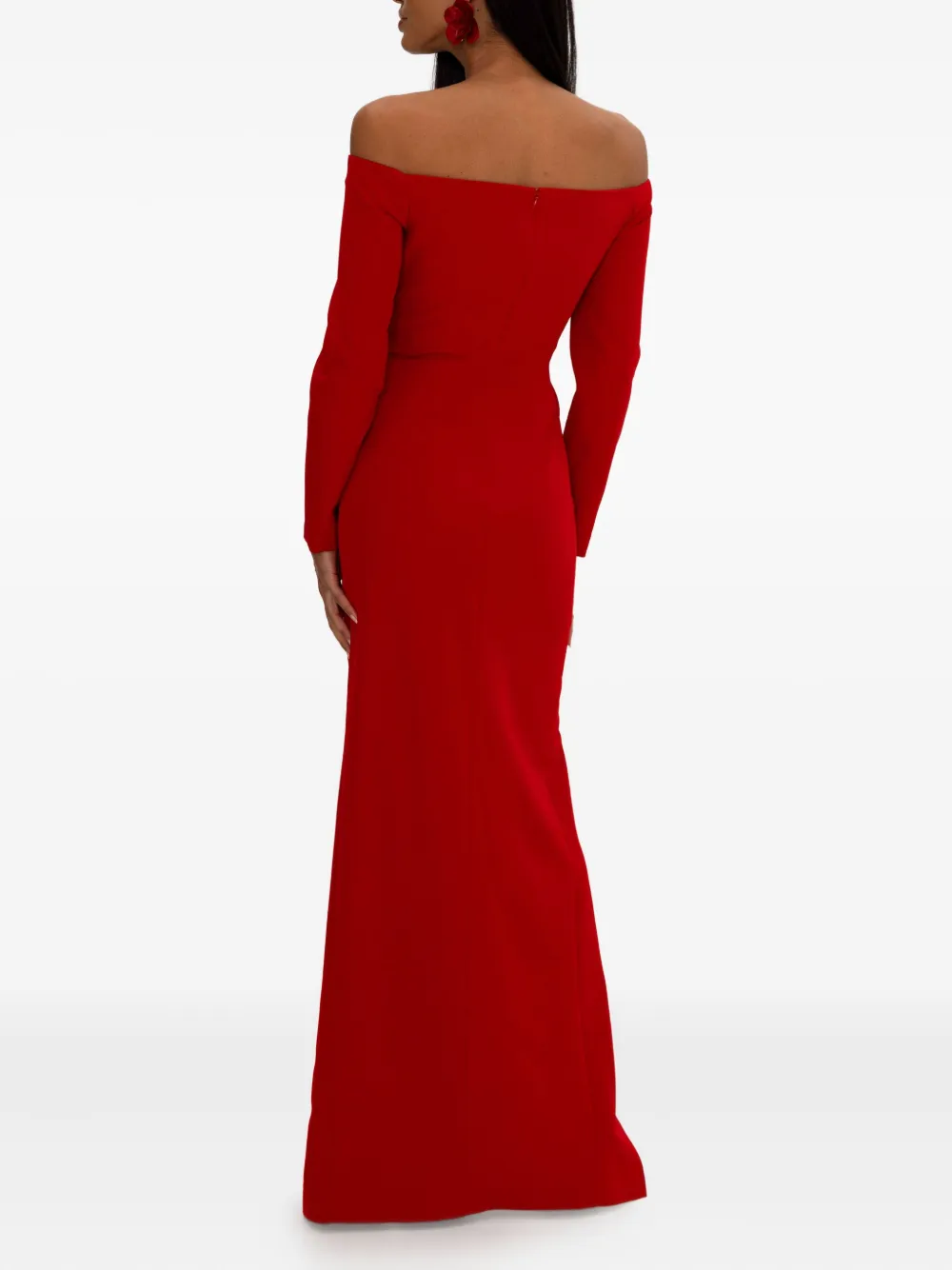 MOOS STUDIO Off-shoulder jurk Rood