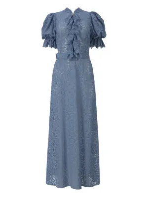 fatiha floral lace & chiffon dress NWT TADASHI SHOJI Fatiha in Royal Navy Floral