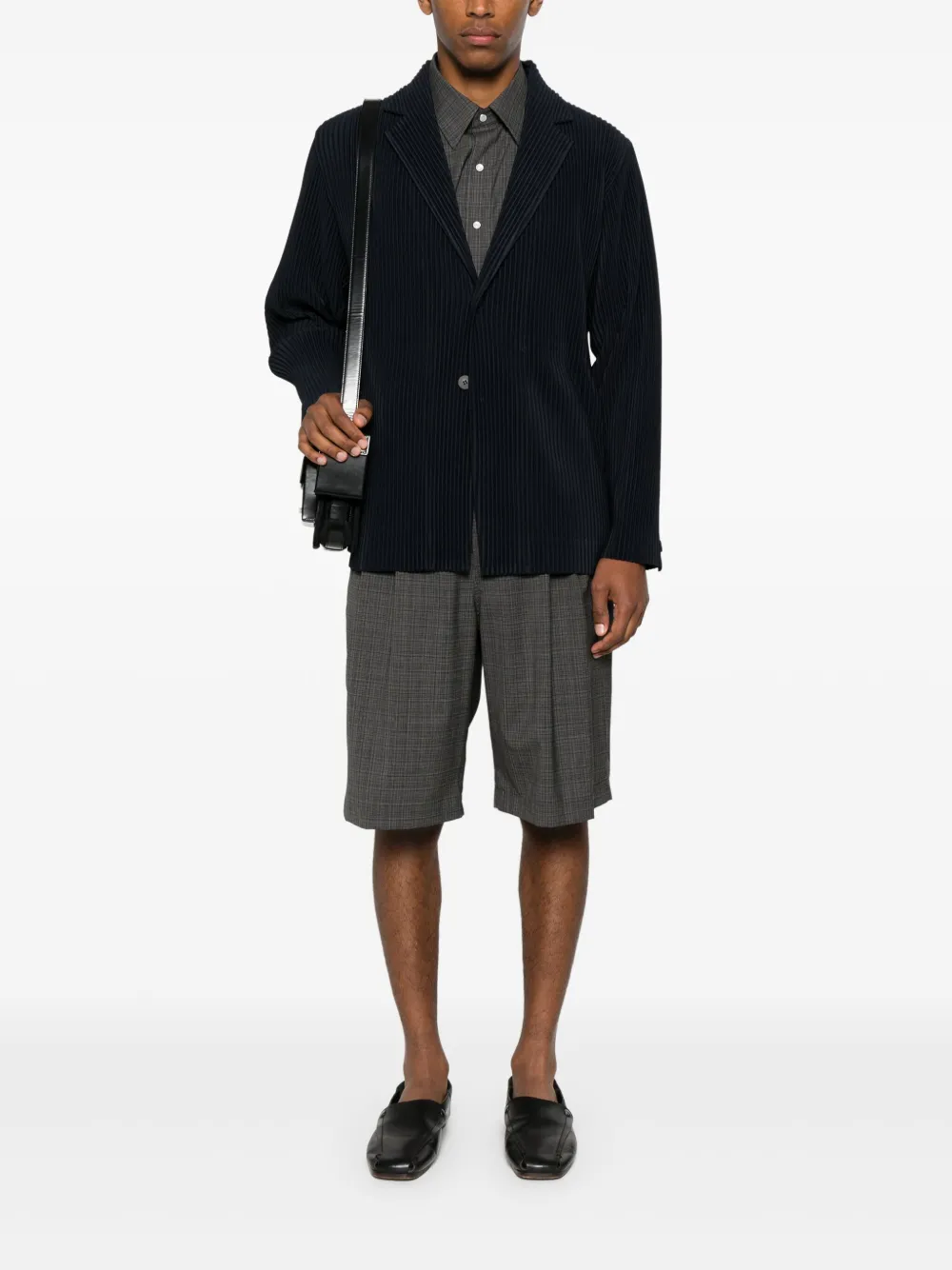 Shop Issey Miyake Plissé-effect Blazer