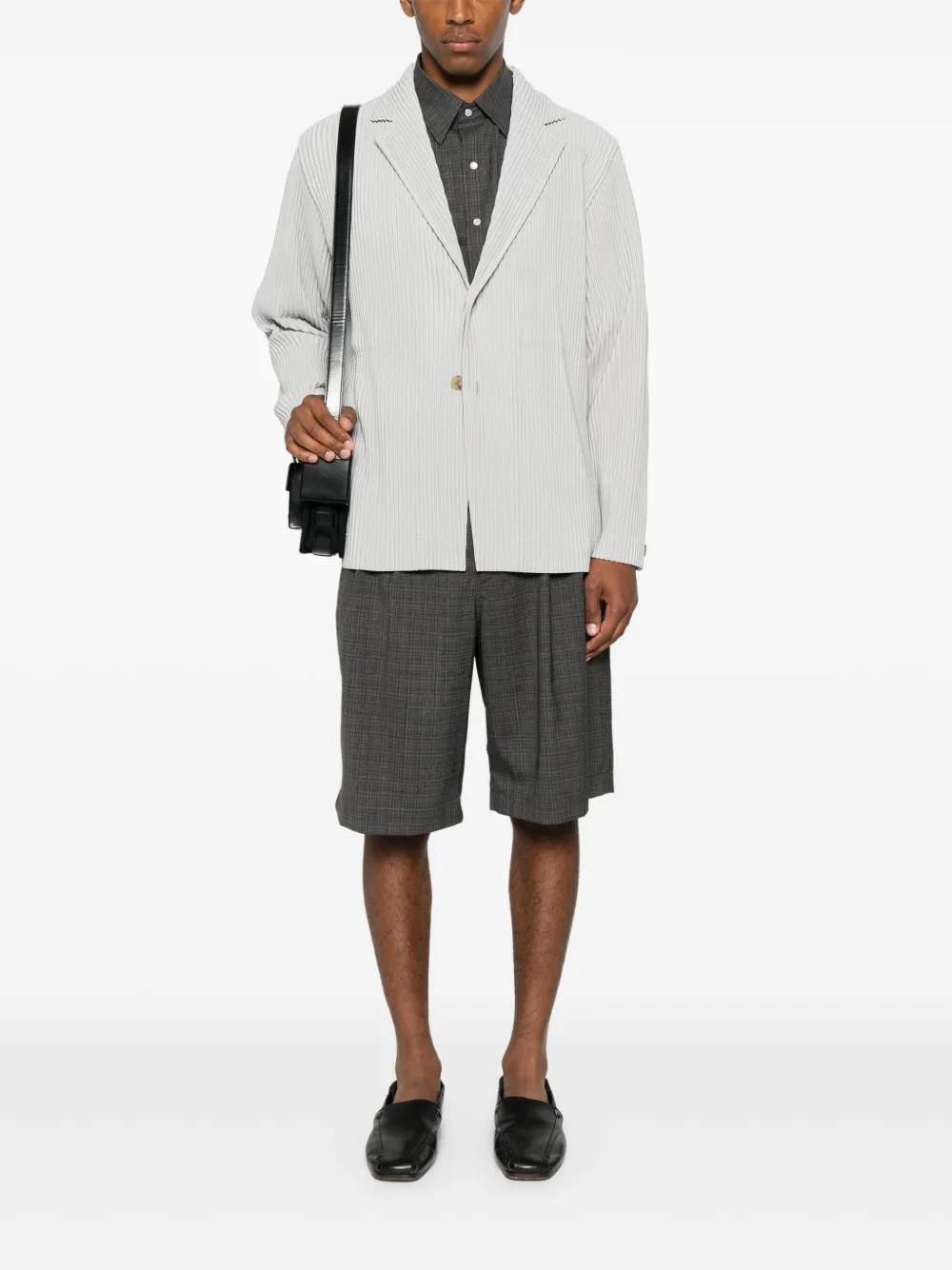 Shop Issey Miyake Plissé-effect Blazer