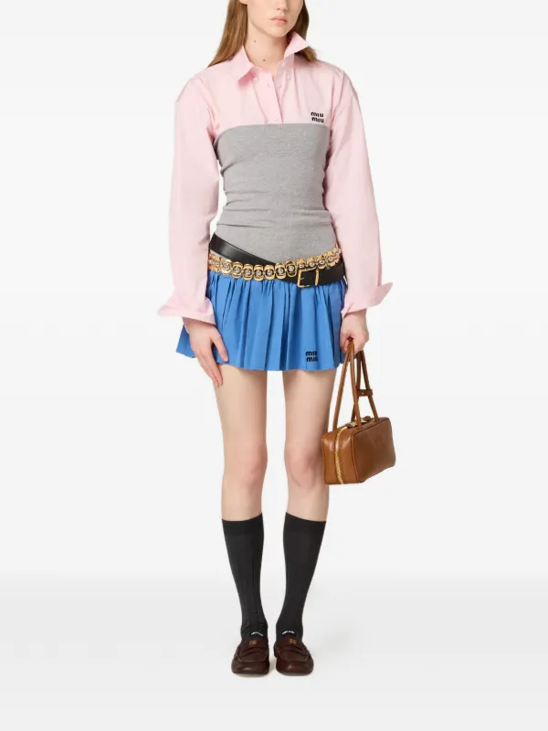 Miu Miu Panelled Mini Skirt | Blue | FARFETCH