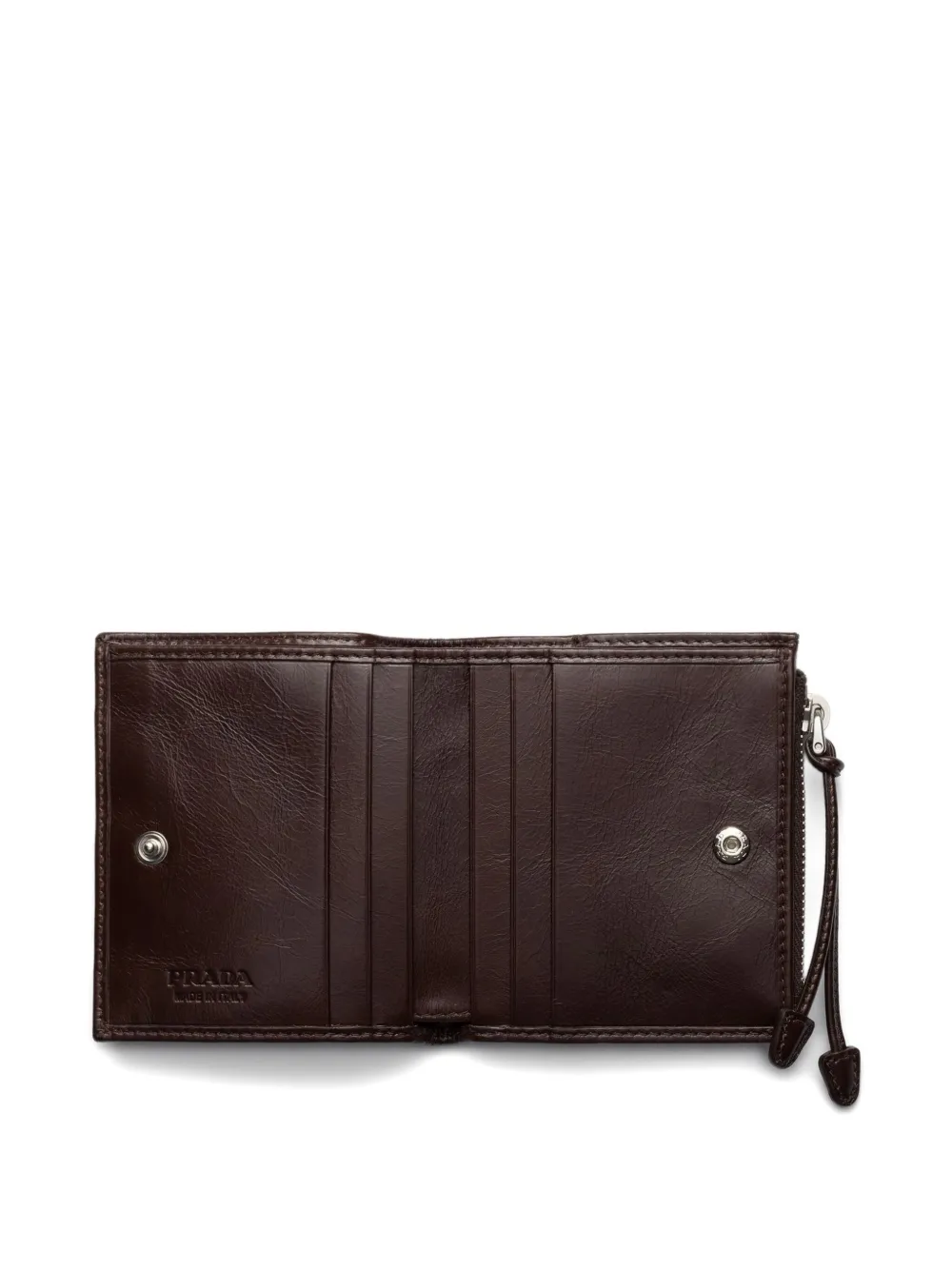 Prada KLeine leren portemonnee Bruin
