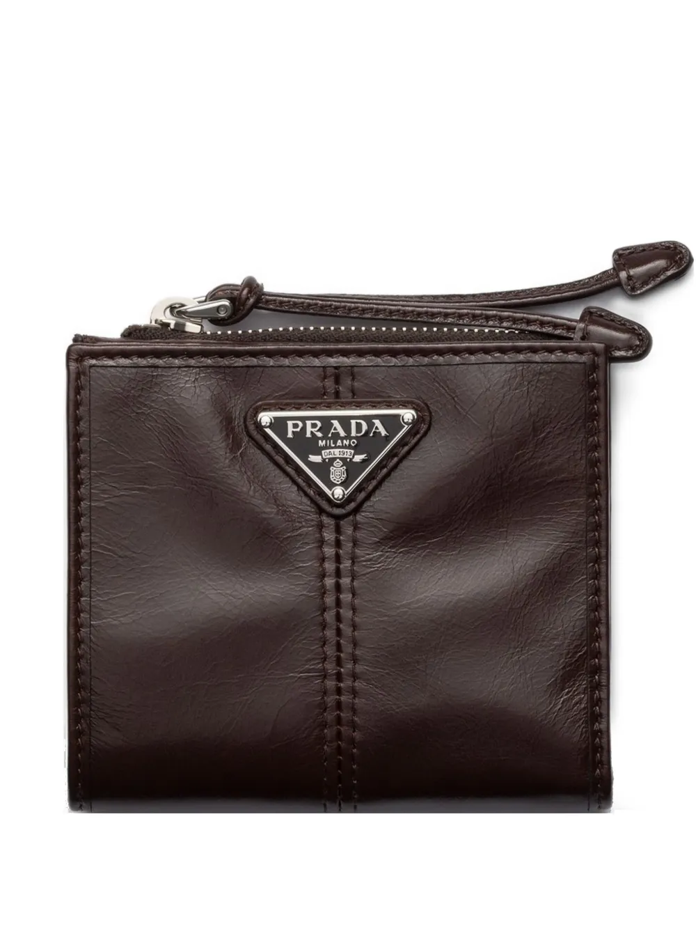 Prada KLeine leren portemonnee Bruin