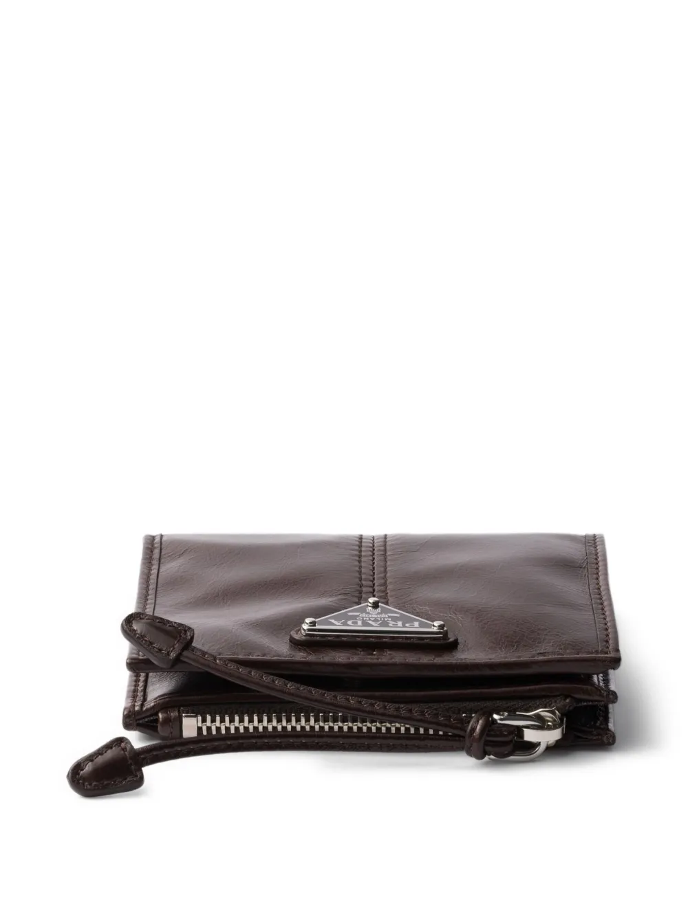 Prada KLeine leren portemonnee Bruin