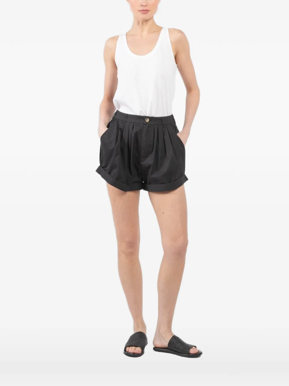 Velvet scoop-neck sleeveless top - Bianco