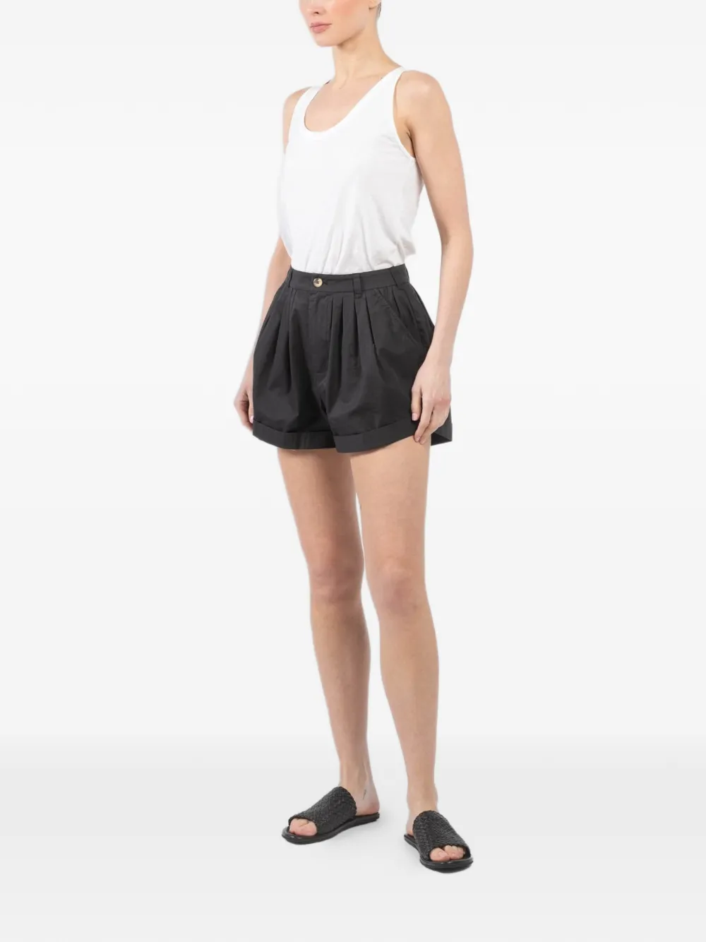  Velvet Scoop-neck Sleeveless Top - White 