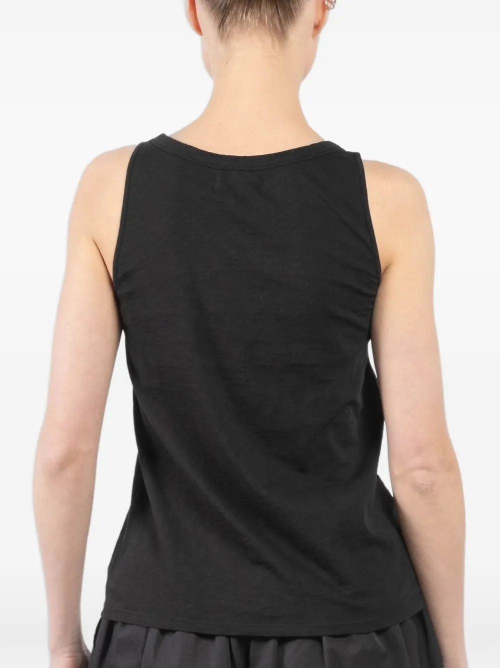  Velvet Scoop-neck Tank Top - Black 