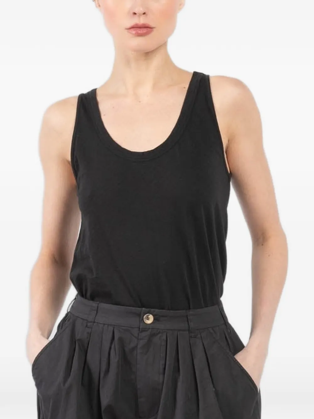Velvet scoop-neck tank top - Nero