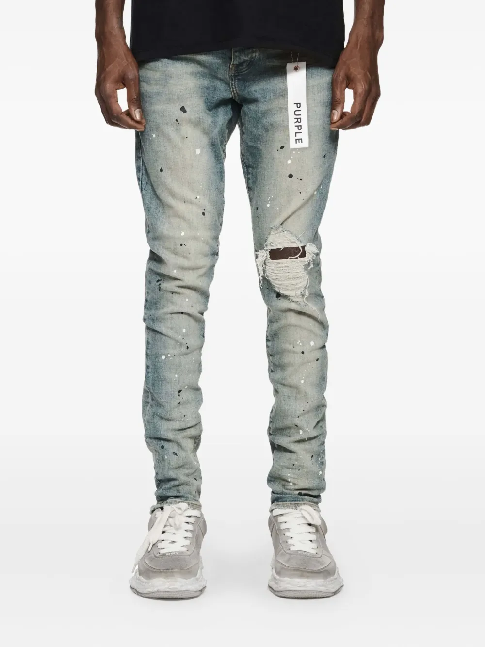 Purple Brand paint-splatter distressed jeans - Blauw