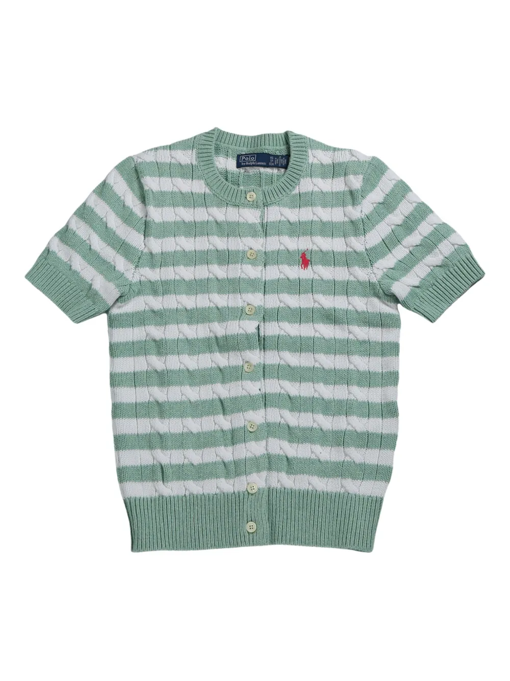 striped short-sleeve cardigan