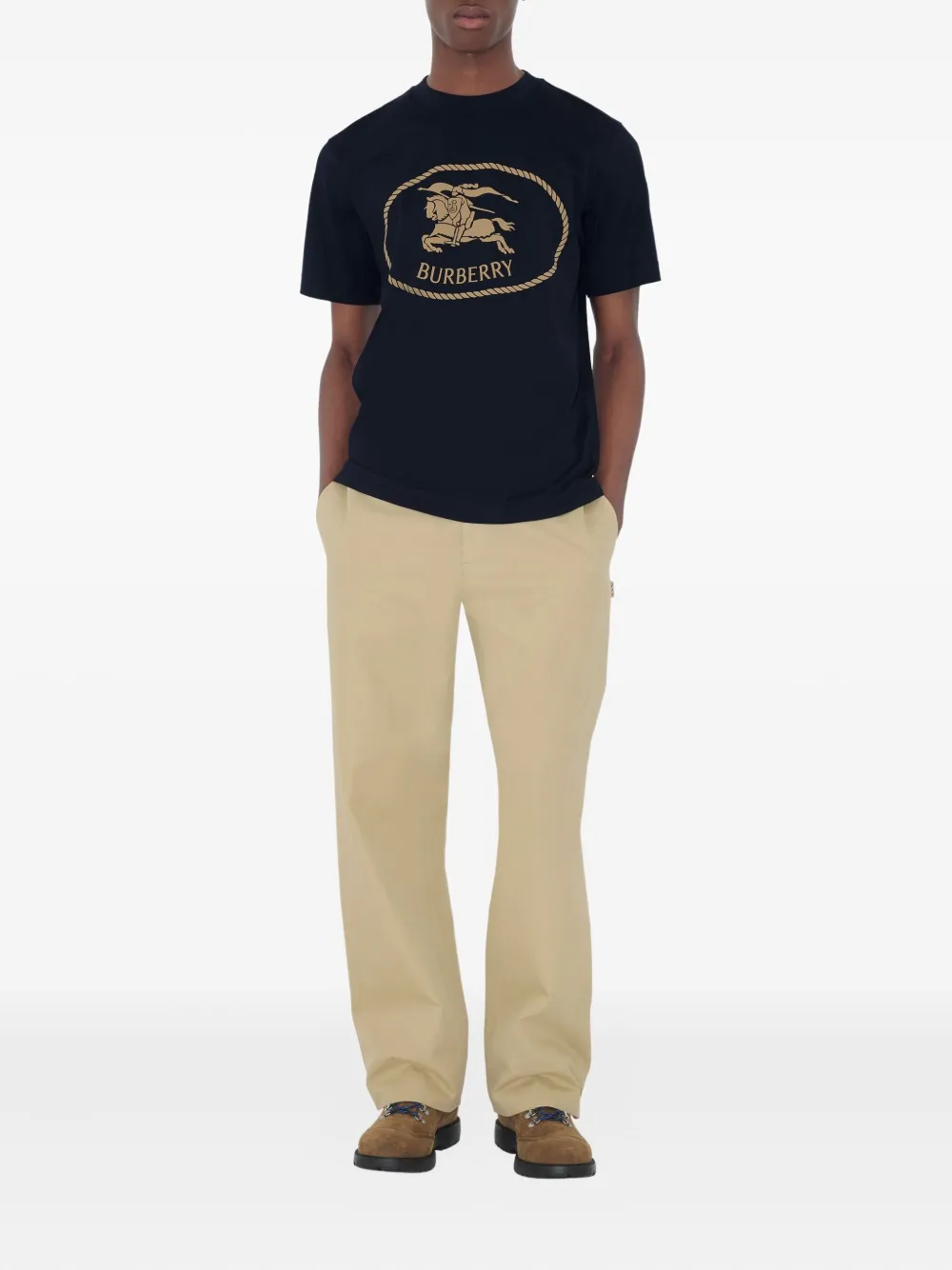 Burberry Knight-stamp cotton T-shirt - Blauw