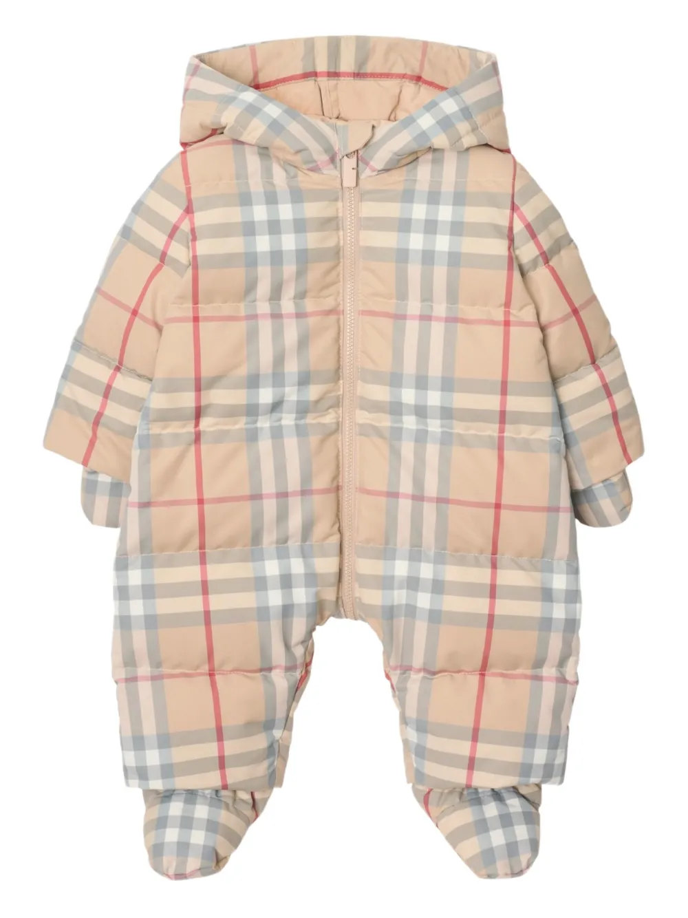 Burberry Kids checkered snowsuit Beige