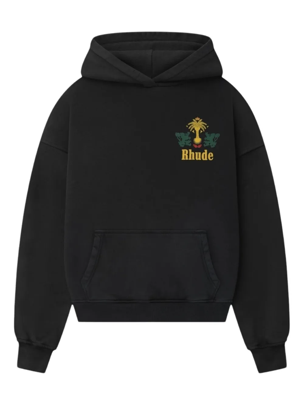palm-tree lion-emblem hoodie