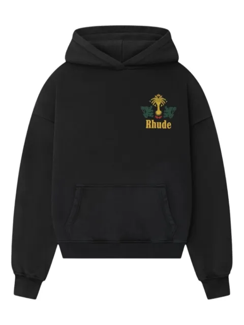 RHUDE palm-tree lion-emblem hoodie