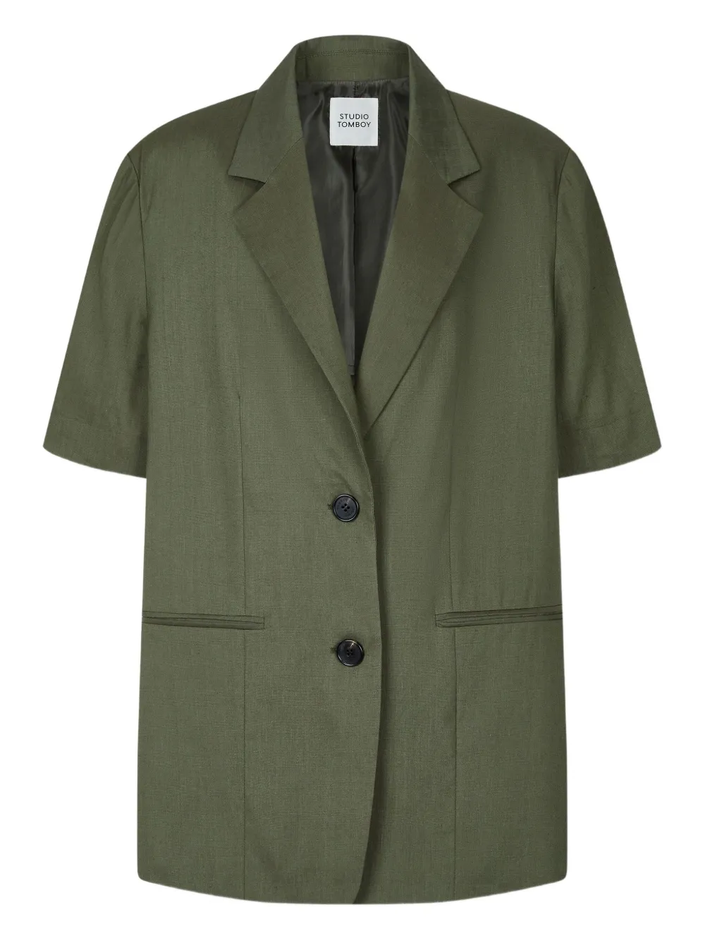 Studio Tomboy Short-sleeve Notched-lapel Jacket In Green