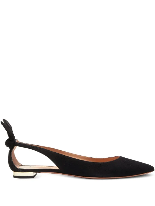 Aquazzura Bow Tie Cut-out Ballet Flats in REM BLACK